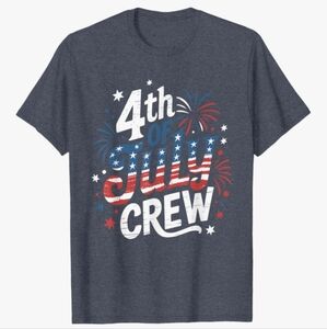 Large Heather Blue 4th of July Crew Men's T-Shirt